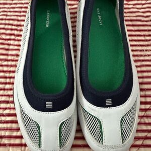 Lands' End White and Navy Sneakers Breathable Comfort